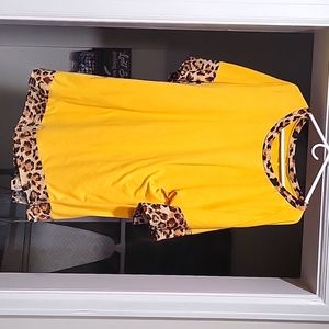 Yellow and Cheetah Print Dress